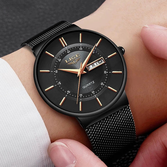 Men's Alloy And Stainless Steel Round Dial Quartz Movement Business Style Outdoor Sports Watch