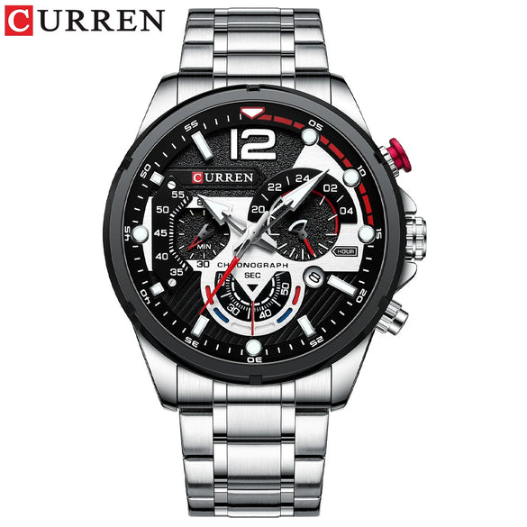 Men's Alloy And Stainless Steel Round Dial Quartz Sports Watch