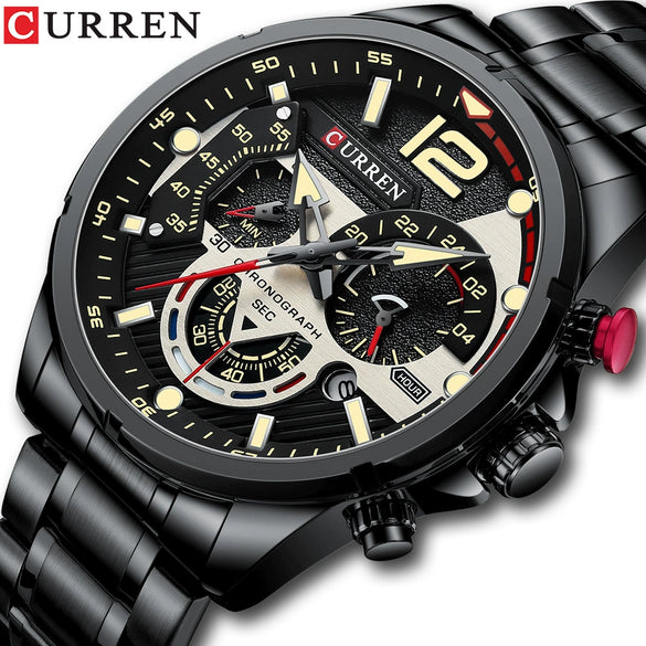 Men's Alloy And Stainless Steel Round Dial Quartz Sports Watch