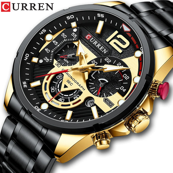 Men's Alloy And Stainless Steel Round Dial Quartz Sports Watch