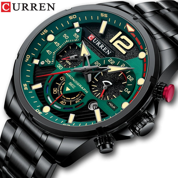 Men's Alloy And Stainless Steel Round Dial Quartz Sports Watch