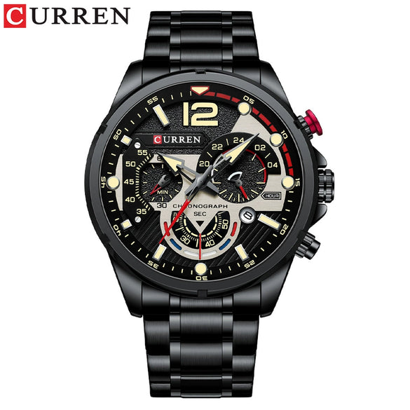 Men's Alloy And Stainless Steel Round Dial Quartz Sports Watch
