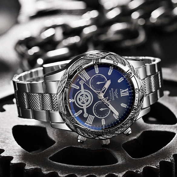 Men's Alloy And Stainless Steel Round Dial Quartz Watch Fashion Luxury Elegant Style