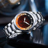 Men's Alloy And Stainless Steel Round Dial Waterproof Quartz Watch Retro Creative Dynamic Flame Design