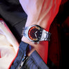 Men's Alloy And Stainless Steel Round Dial Waterproof Quartz Watch Retro Creative Dynamic Flame Design