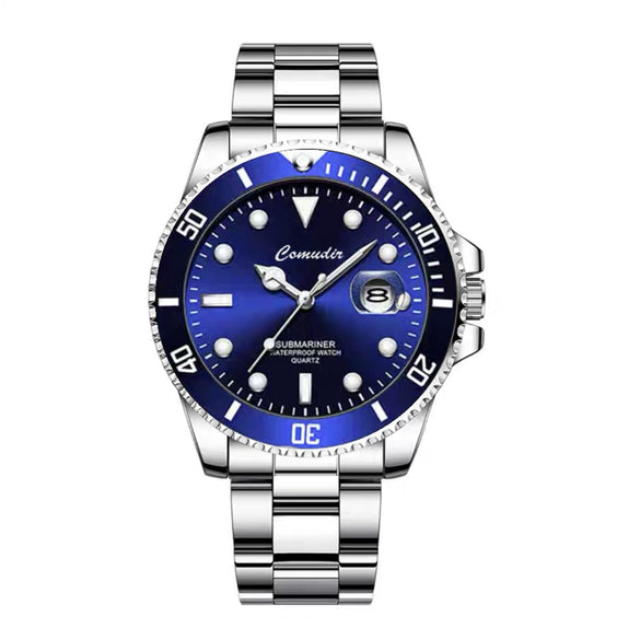 Men's Alloy And Stainless Steel Round Luminous Waterproof Sports Quartz Watch