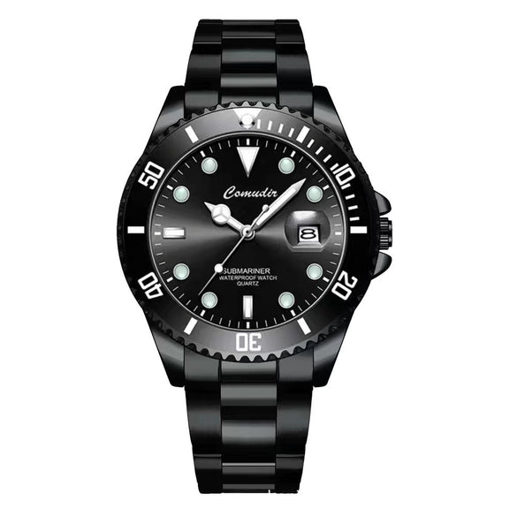 Men's Alloy And Stainless Steel Round Luminous Waterproof Sports Quartz Watch