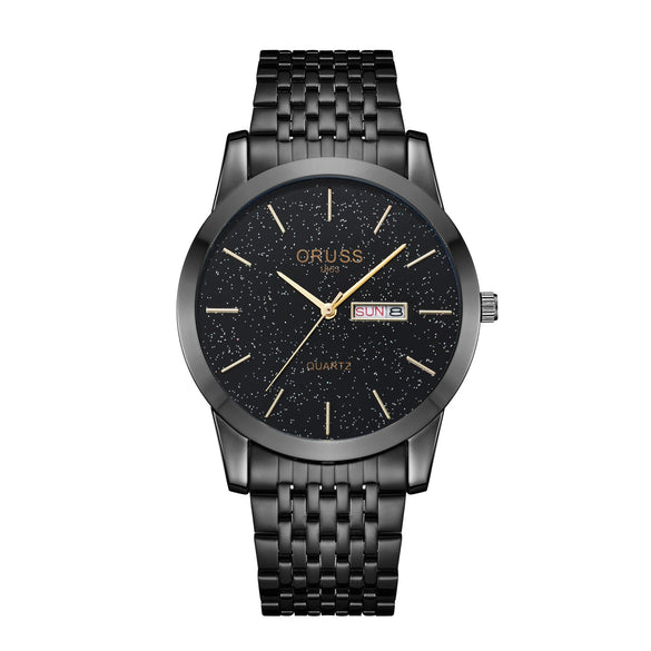 Men's Alloy And Stainless Steel Waterproof Luminous Quartz Watch With Round Dial