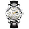Men's Alloy And Stainless Steel Waterproof Quartz And Automatic Movement Round Dial Luminous Watch With Onion Crown And Bilateral Button Clasp