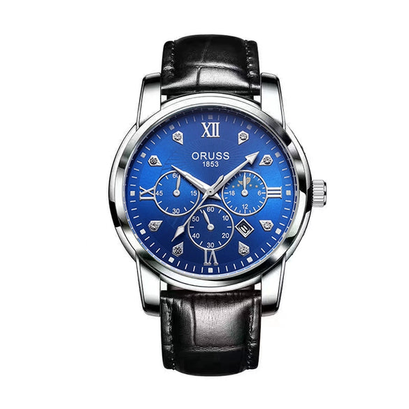 Men's Alloy And Stainless Steel Waterproof Quartz And Automatic Movement Round Dial Luminous Watch With Onion Crown And Bilateral Button Clasp