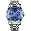 Men's Alloy And Stainless Steel Waterproof Quartz And Automatic Movement Round Dial Luminous Watch With Onion Crown And Bilateral Button Clasp