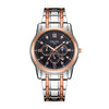 Men's Alloy And Stainless Steel Waterproof Quartz And Automatic Movement Round Dial Luminous Watch With Onion Crown And Bilateral Button Clasp