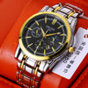 Men's Alloy And Stainless Steel Waterproof Quartz And Automatic Movement Round Dial Luminous Watch With Onion Crown And Bilateral Button Clasp