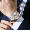 Men's Alloy Automatic Imitation Mechanical Round Business Style Waterproof Luminous Dual Calendar Watch