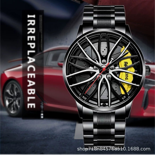 Men's Alloy Automatic Movement Waterproof Round Watch With Steel Strap