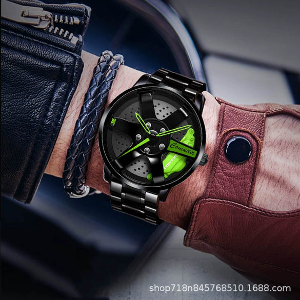 Men's Alloy Automatic Movement Waterproof Round Watch With Steel Strap