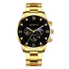 Men's Alloy Band Business Style Round Dial Quartz Watch With Sun Moon And Stars And Roman Numerals