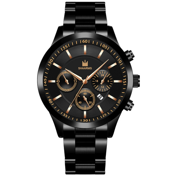 Men's Alloy Band Round Dial Business Quartz Watch