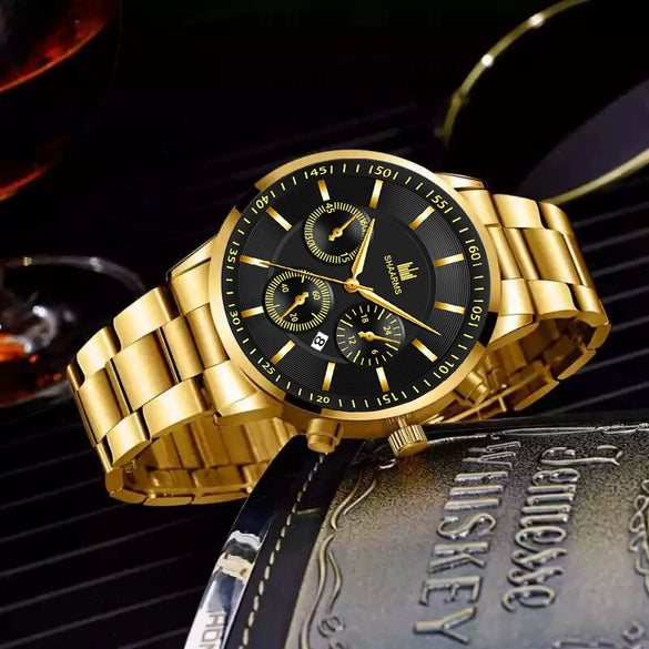 Men's Alloy Band Round Dial Business Quartz Watch
