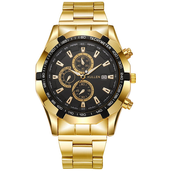 Men's Alloy Band Round Dial Business Style Quartz Watch