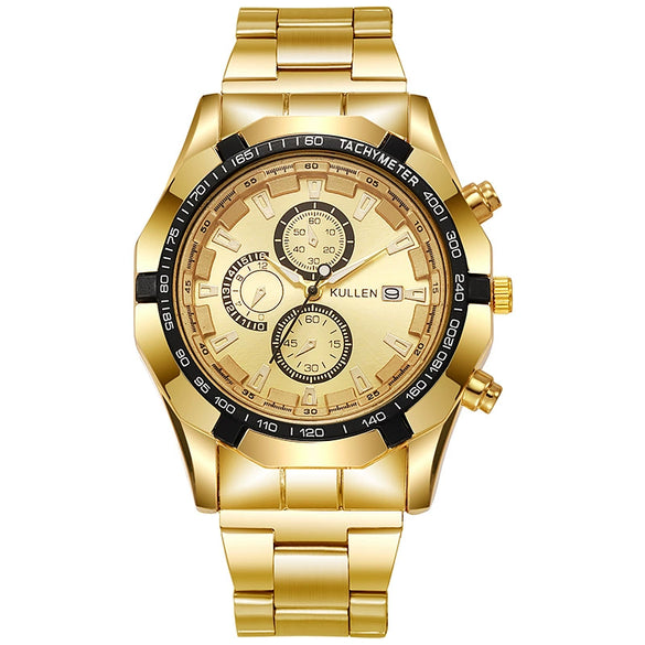 Men's Alloy Band Round Dial Business Style Quartz Watch