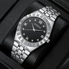 Men's Alloy Band Watch Diamondencrusted Casual Style