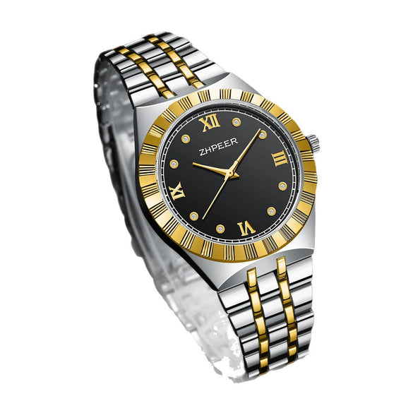 Men's Alloy Band Watch Diamondencrusted Casual Style