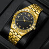Men's Alloy Band Watch Diamondencrusted Casual Style