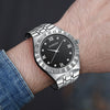 Men's Alloy Band Watch Diamondencrusted Casual Style