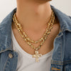 Men's Alloy Beaded Handmade Geometric Cross Shaped Pendant Necklace
