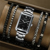 Men's Alloy Belt Business Style Rectangular Quartz Watch