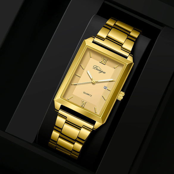 Men's Alloy Belt Business Style Rectangular Quartz Watch