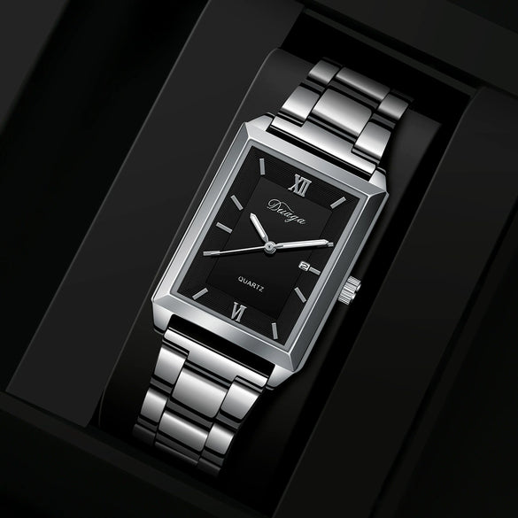 Men's Alloy Belt Business Style Rectangular Quartz Watch