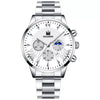 Men's Alloy Belt Casual Nonmechanical Calendar Watch With Round Dial And Printed Logo