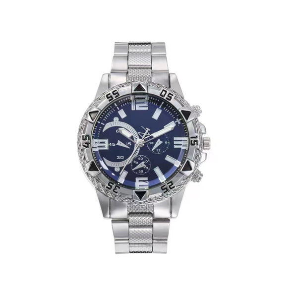 Men's Alloy Belt Quartz Watch With Round Dial Business Style