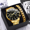 Men's Alloy Belt Watch With Sun Moon Star Design Round Dial Business Style