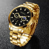 Men's Alloy Belt Watch With Sun Moon Star Design Round Dial Business Style