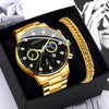 Men's Alloy Belt Watch With Sun Moon Star Design Round Dial Business Style