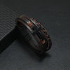 Men's Alloy Bracelet With Black Cross Geometric Pattern Handmade Woven Leather Magnetic Buckle