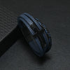 Men's Alloy Bracelet With Black Cross Geometric Pattern Handmade Woven Leather Magnetic Buckle