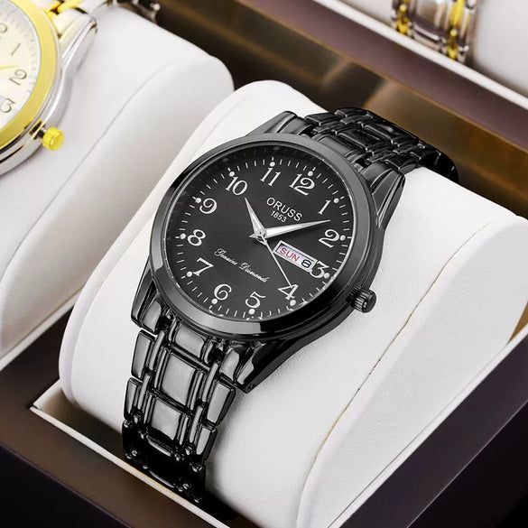 Men's Alloy Business Style Luminous Waterproof Calendar Watch