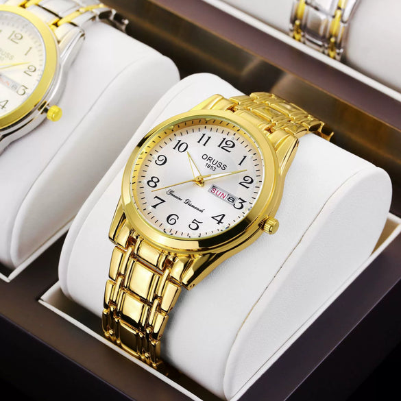 Men's Alloy Business Style Luminous Waterproof Calendar Watch