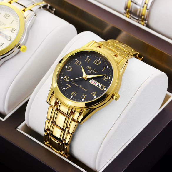 Men's Alloy Business Style Luminous Waterproof Calendar Watch