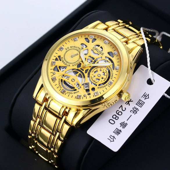 Men's Alloy Business Style Round Dial Quartz Movement Waterproof Luminous Watch