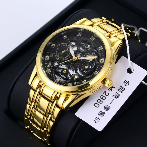 Men's Alloy Business Style Round Dial Quartz Movement Waterproof Luminous Watch