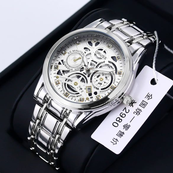 Men's Alloy Business Style Round Dial Quartz Movement Waterproof Luminous Watch