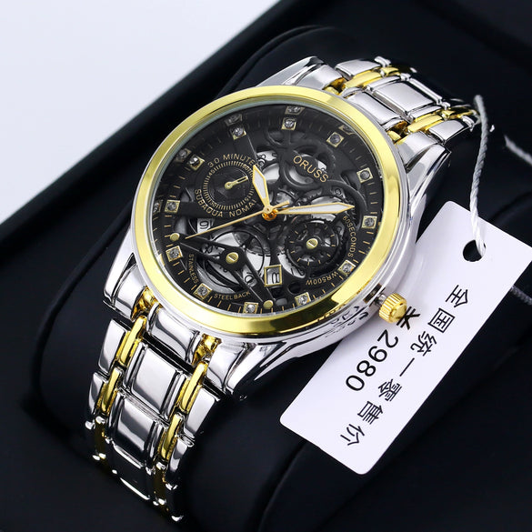 Men's Alloy Business Style Round Dial Quartz Movement Waterproof Luminous Watch