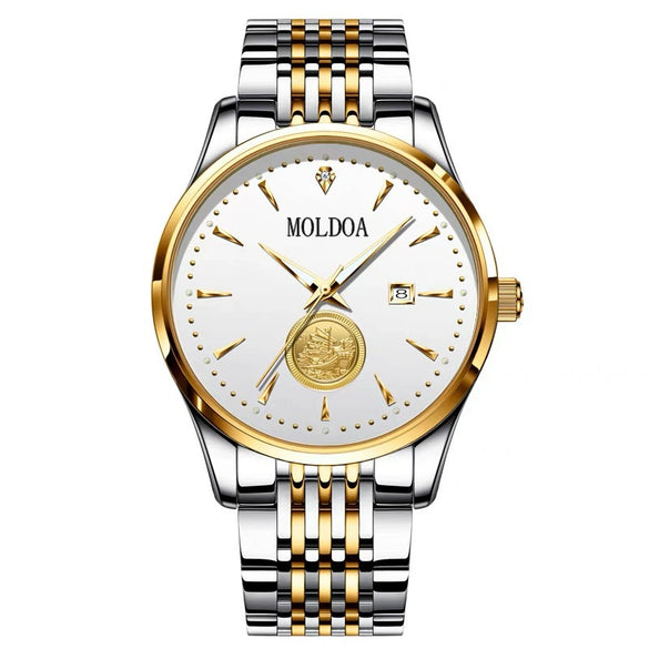 Men's Alloy Business Style Round Dial Smooth Fullautomatic Hollow Movement Luminous Calendar Tide Waterproof Watch