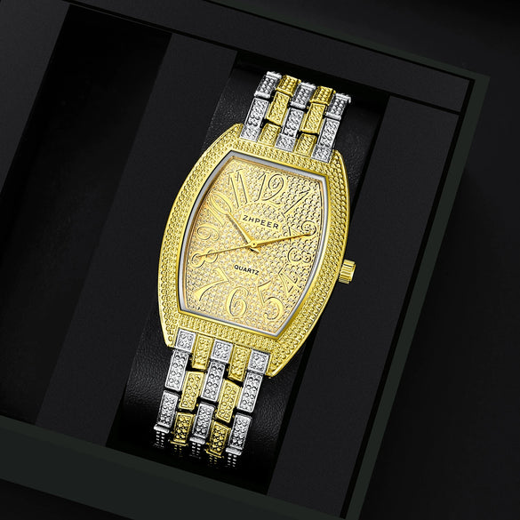 Men's Alloy Case And Strap Business Casual Quartz Watch With Stainless Steel Buckle