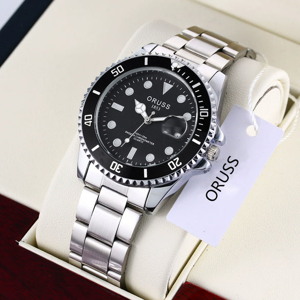 Men's Alloy Case And Strap Business Style Round Dial Luminous Waterproof Automatic Watch